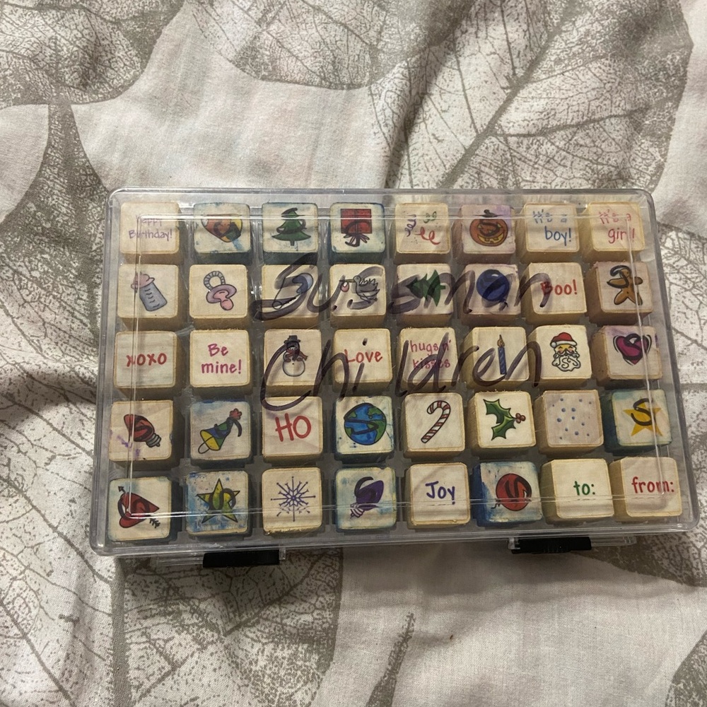 40PC. Wood Mounted Christmas Stamps